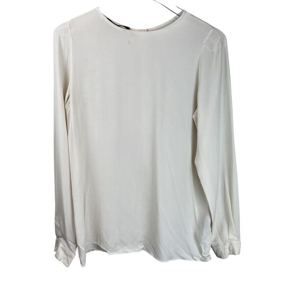 Jenni‎ Kayne Blouse Women Small Long Sleeve Off White Silk Career Preppy Classic - Picture 1 of 16